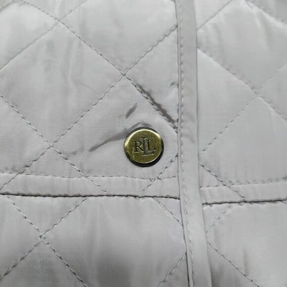 Lauren Ralph Lauren Womens Petite Large Snap Button Quilted Utility Jacket Beige - Picture 9 of 13